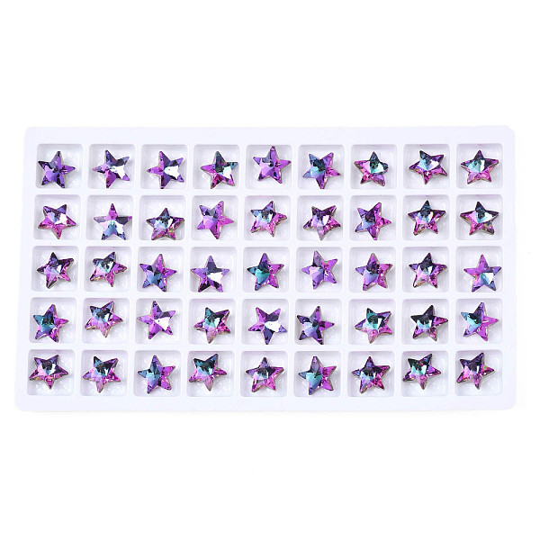 

PandaHall Glass Rhinestone Cabochons, Nail Art Decoration Accessories, Faceted, Star, Medium Orchid, 9.5x10x4.5mm Glass Star