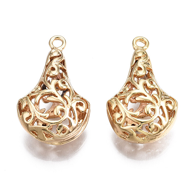 

PandaHall Brass Pendants, Hollow, Nickel Free, Teardrop, Real 18K Gold Plated, 23x14x7.5mm, Hole: 1.6mm Brass Teardrop