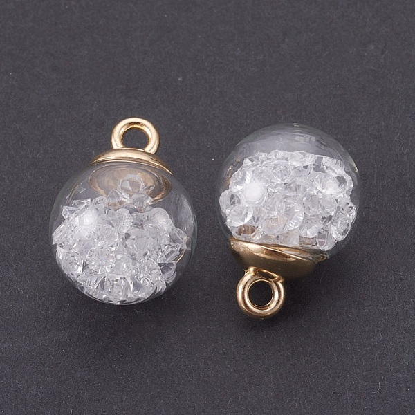 

PandaHall Transparent Glass Bottle Pendants, with Glass Rhinestone Inside and Eco-Friendly Plastic Bottle Caps, Round, Clear, 21x16mm, Hole...