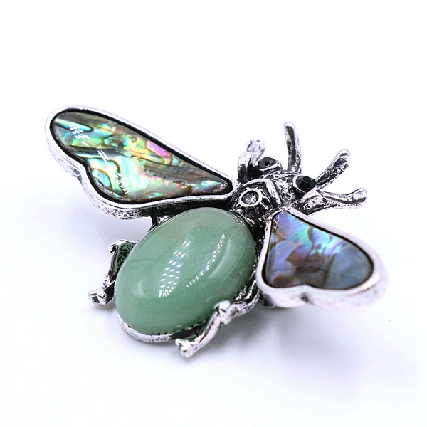 

PandaHall Natural Green Aventurine Brooches, with Shell and Rhinestone, Insect, 36x60mm Green Aventurine Insects