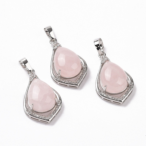 

PandaHall Natural Rose Quartz Pendants, Teardrop Charms, with Platinum Tone Rack Plating Brass Findings, 32x19x10mm, Hole: 8x5mm Rose Quartz...
