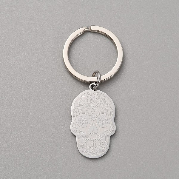 

PandaHall Sugar Skull 304 Stainless Steel Pendant Keychain, for Keychain, Purse, Backpack Ornament, Stainless Steel Color, 5.9cm Stainless...