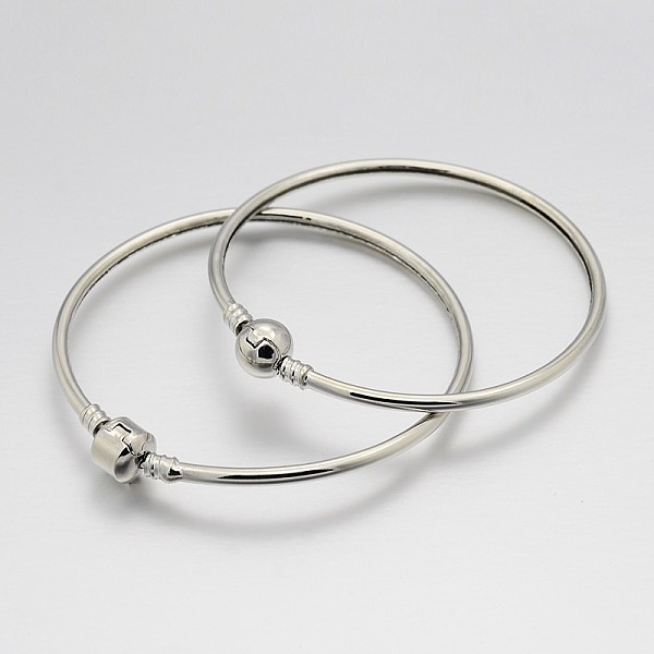

PandaHall Mixed Brass European Style Bangle Making, Platinum, 62~65mm Brass