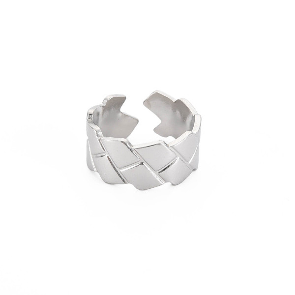 

PandaHall 304 Stainless Steel Grooved Open Cuff Ring for Women, Stainless Steel Color, US Size 6 1/2(16.9mm) 304 Stainless Steel