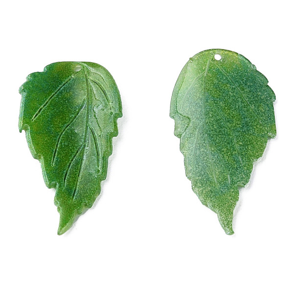 

PandaHall Plastic Pendants, Leaf, Green, 24x12.5x2mm, Hole: 0.9mm Plastic Leaf Green