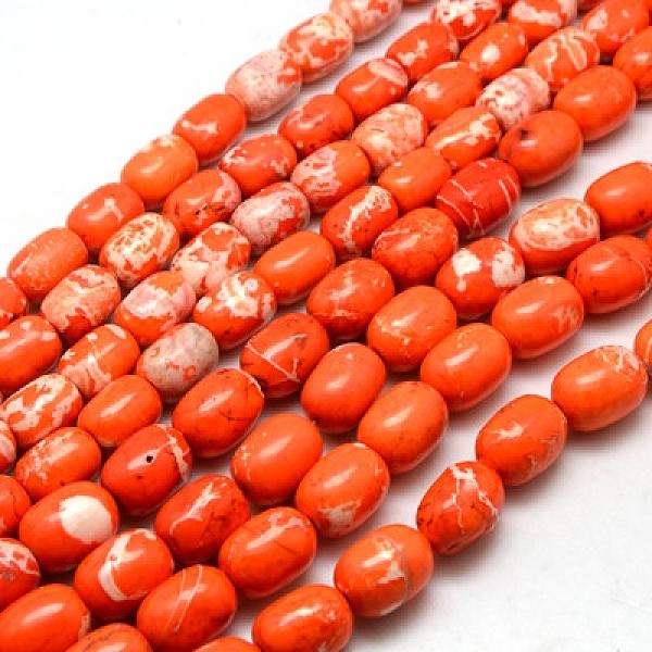 

PandaHall Natural Magnesite Barrel Beads Strands, Dyed & Heated, Orange Red, 14~18x9~12mm, Hole: 1mm, about 24~26pcs/strand, 15.74~16.14...