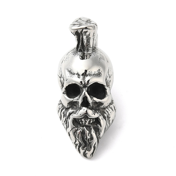 

PandaHall 304 Stainless Steel Manual Polishing Pendants, Skull Charms, Antique Silver, 44x17.5x21mm, Hole: 8.5mm 304 Stainless Steel Skull