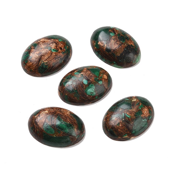 

PandaHall Natural Malachite Cabochons, with Bronzite, Oval, 30x22x6~6.5mm Malachite Oval