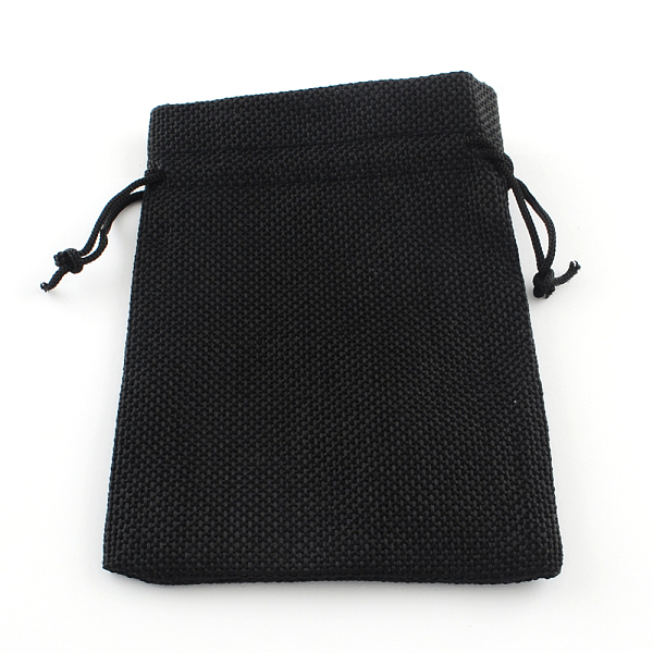 

PandaHall Burlap Packing Pouches Drawstring Bags, Black, 9x7cm Burlap Black
