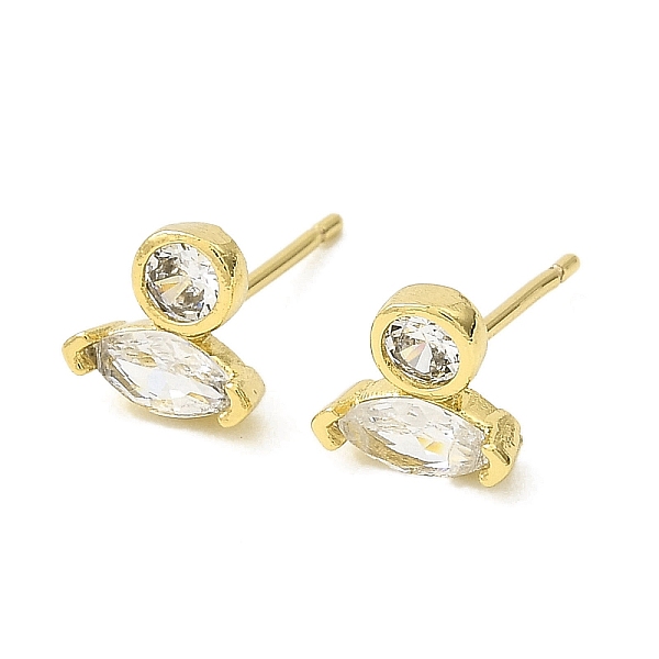 

PandaHall Real 18K Gold Plated Brass Horse Eye Stud Earrings, with Cubic Zirconia, Long-Lasting Plated, Lead Free & Cadmium Free, Clear...