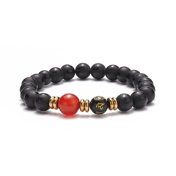 

PandaHall Om Mani Padme Hum Mala Beads Bracelet, Natural Agate & Red Agate Carnelian & Obsidian Beaded Stretch Bracelet, Gemstone Jewelry...