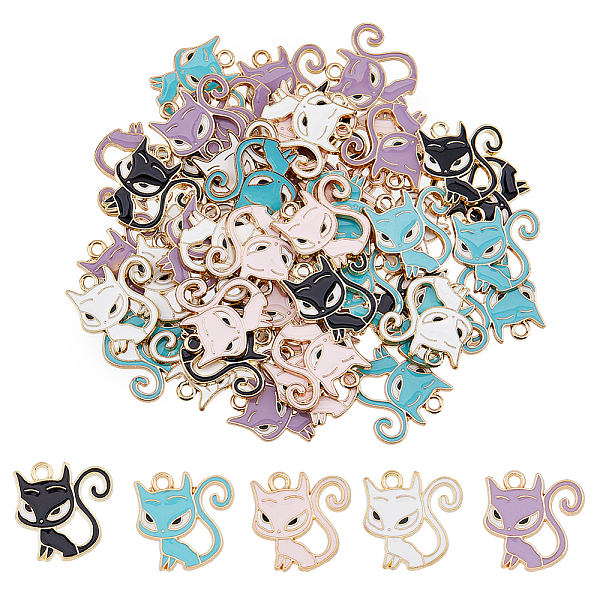40PCS 5Colors Alloy with Enamal Pendants