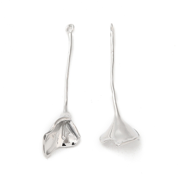 

PandaHall Brass Pendants, Flower Charm, Real Platinum Plated, 38x11x4mm, Hole: 1.2mm Brass Flower