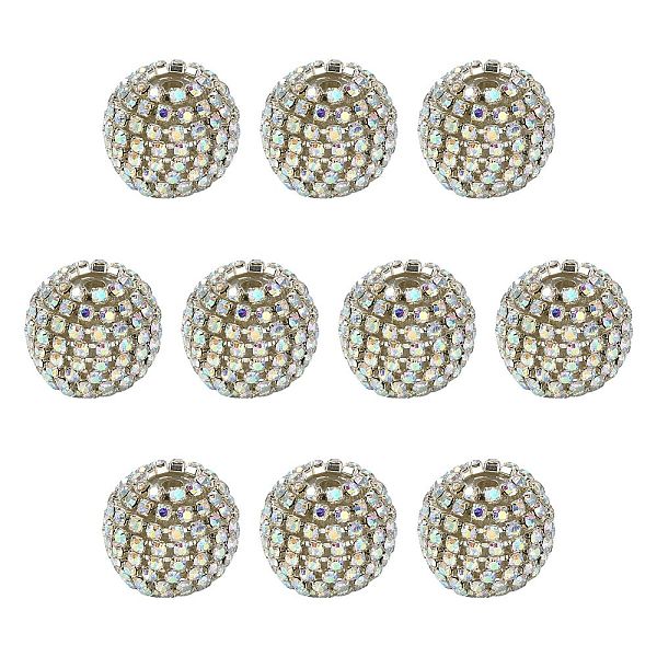 10 perle ronde en strass de verre scintillant