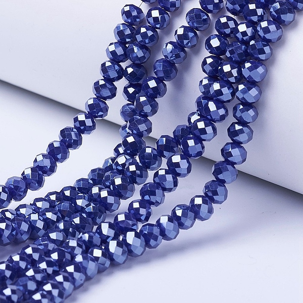 

PandaHall Electroplate Glass Beads Strands, Pearl Luster Plated, Faceted, Rondelle, Midnight Blue, 2.5x2mm, Hole: 0.4mm, about...