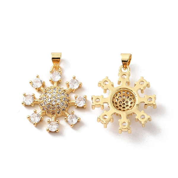 

PandaHall Rack Plating Brass Micro Pave Cubic Zirconia Pendants, Long-Lasting Plated, Cadmium Free & Lead Free, Flower, Real 18K Gold Plated..., Clear