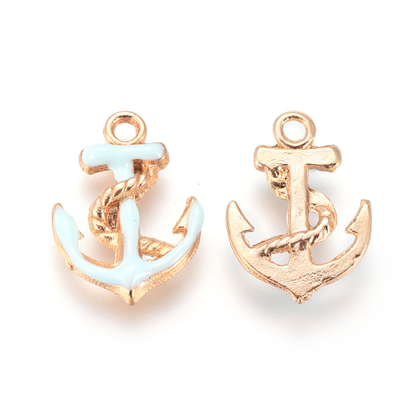

PandaHall Enamel Pendants, with Light Gold Plated AlLoy Findings, Anchor, Light Cyan, 17x12x3mm, Hole: 2mm Alloy+Enamel Anchor & Helm Cyan