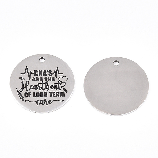 

PandaHall 201 Stainless Steel Pendants, Flat Round with Word Heartbeat, Stainless Steel Color, 30x1.5mm, Hole: 2mm 201 Stainless Steel Flat...
