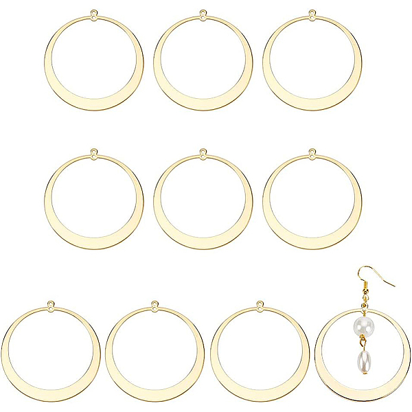 

PandaHall BENECREAT 10 PCS Real 18k Gold-plated Brass Connecting Ring, Double-hole Frame Pendant Brass Round Ring Pendant, Round Beaded Ring...