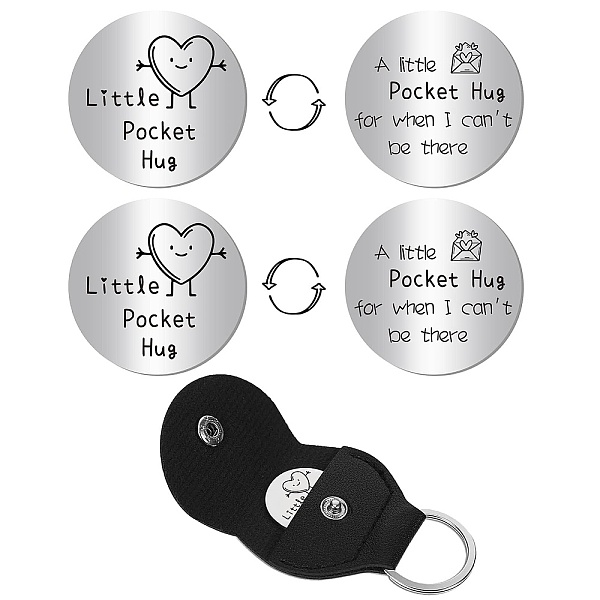 

PandaHall CREATCABIN 2Pcs Stainless Steel Commemorative Coins, Pocket Hug Coin, Inspirational Quote Coin, Flat Round, Stainless Steel Color...