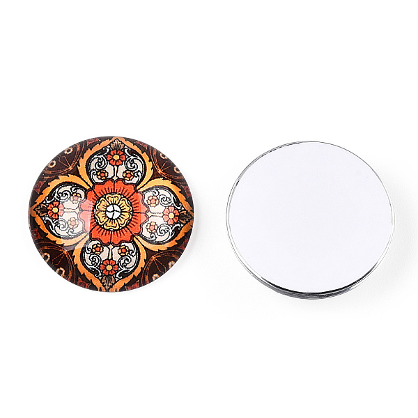 

PandaHall Glass Cabochons, Half Round with Kaleidoscope Pattern, Colorful, 25x7.5mm Glass Half Round Multicolor