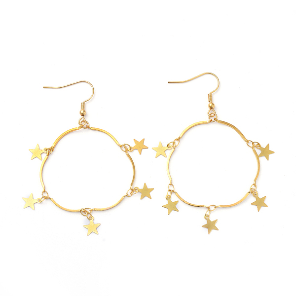 

PandaHall Dangle Earrings, with Brass Star Scalloped Bar Chain and 304 Stainless Steel Earring Hooks, Golden, 70mm, Pin: 0.8mm 304 Stainless...