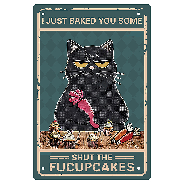 

PandaHall CREATCABIN Black Cat Metal Tin Sign Wall Decor Poster Vintage Retro Art Funny Paintings Plaque for Home Kitchen Coffee Cafe Bar...