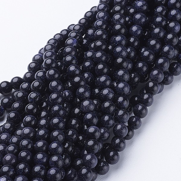 

PandaHall Synthetic Blue Goldstone Beads Strands, Round, 6mm, hole: 0.8mm, about 68pcs/strand, 14~15 inch. Blue Goldstone Round Blue