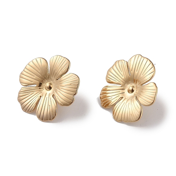 

PandaHall 304 Stainless Steel Stud Earrings for Women, Flower, Real 18K Gold Plated, 28x29.5mm 304 Stainless Steel Flower