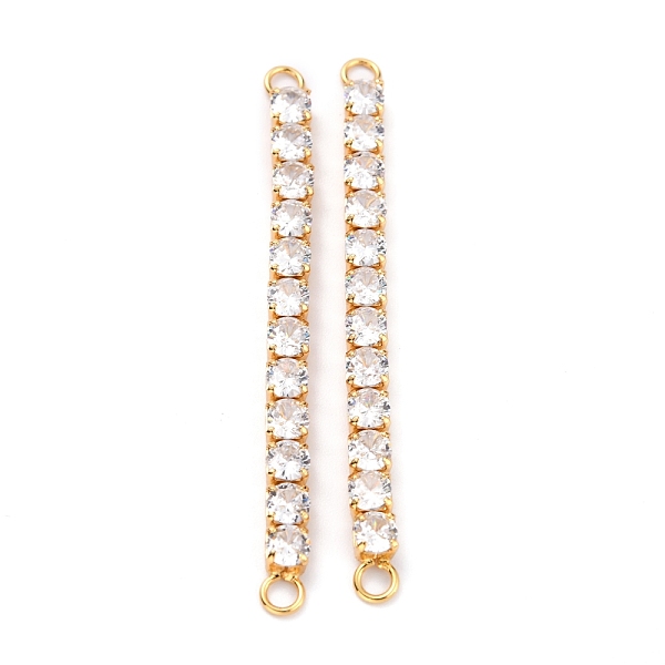 

PandaHall Brass Clear Round Cubic Zirconia Links Connectors, Long-Lasting Plated, Rectangle, Real 18K Gold Plated, 58x4x3.5mm, Hole: 2.5mm...
