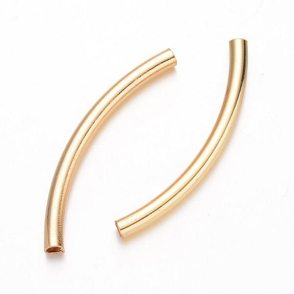 

PandaHall Curved Brass Tube Beads, Real 18K Gold Plated, 50x4mm, Hole: 3mm Brass Tube