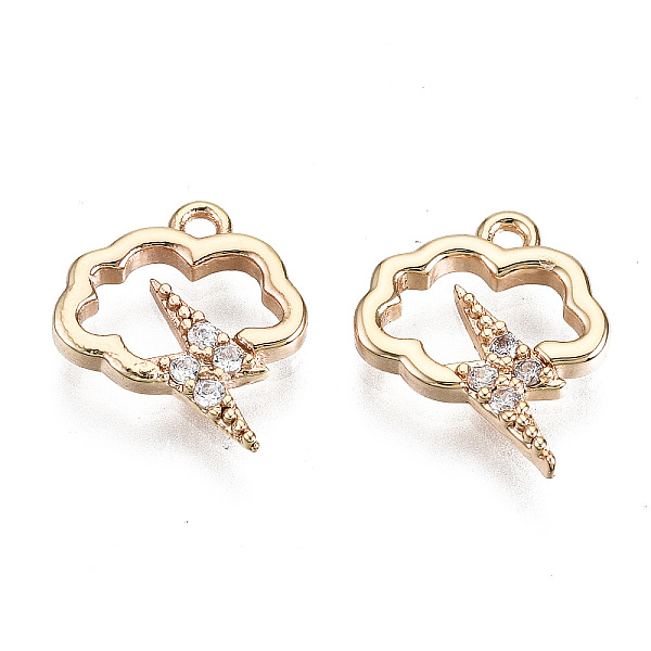 

PandaHall Brass Micro Pave Clear Cubic Zirconia Charms, Nickel Free, Lightning with Cloud, Real 18K Gold Plated, 11x10x1.5mm, Hole: 1mm...