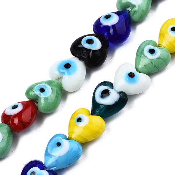 

PandaHall Handmade Evil Eye Lampwork Beads Strands, Heart, Colorful, 12~12.5x12~13x7.5mm, Hole: 1.2mm, about 33pcs/strand, 14.76 inch...