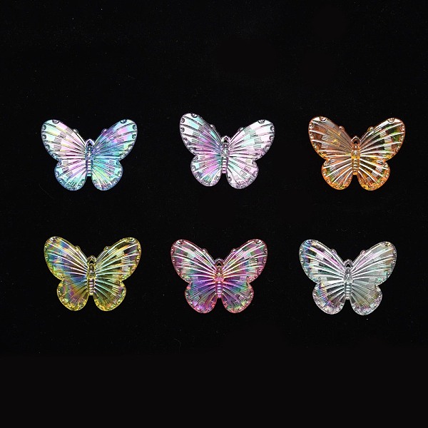 

PandaHall Electroplate Acrylic Pendants, AB Color Plated, Butterfly, Mixed Color, 31x41x4mm, Hole: 1.2mm Acrylic Butterfly Multicolor