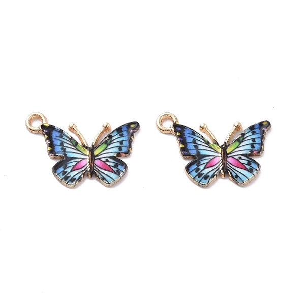 

PandaHall Light Gold Alloy Enamel Pendants, Cadmium Free & Nickel Free & Lead Free, Butterfly Charm, Cornflower Blue, 15.6x21.7x1.6mm, Hole...