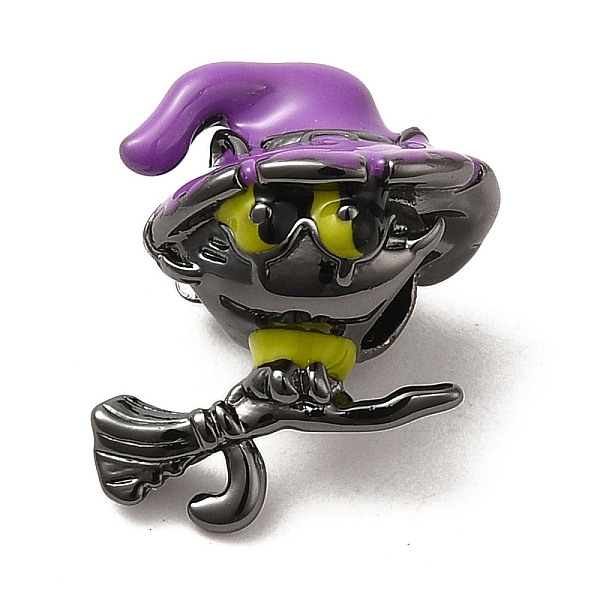 

PandaHall Halloween Brass Enamel European Beads, Large Hole Beads, Witch, Gunmetal, 16x14.5x10.5mm, Hole: 4.5mm Brass+Enamel Witch