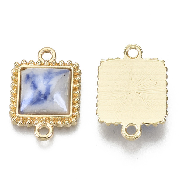 

PandaHall Porcelain Links Connectors, with Light Gold Plated Brass Setting, Square, Royal Blue, 21x15x5mm, Hole: 1.8mm Porcelain Square Blue