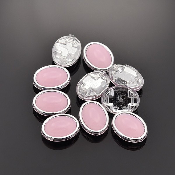 

PandaHall Sew on Taiwan Acrylic, Multi-strand Links, Garment Accessories, Oval, Pink, 20.5x16x9mm, Hole: 1mm Acrylic Rhinestone Oval Pink