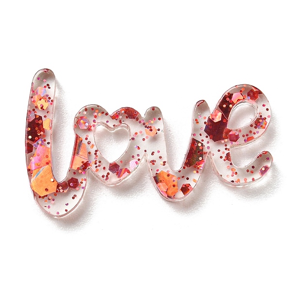 

PandaHall Transparent Acrylic Cabochons, with Sequin, Word LOVE, Red, 14.5x24x2mm Acrylic Word Red