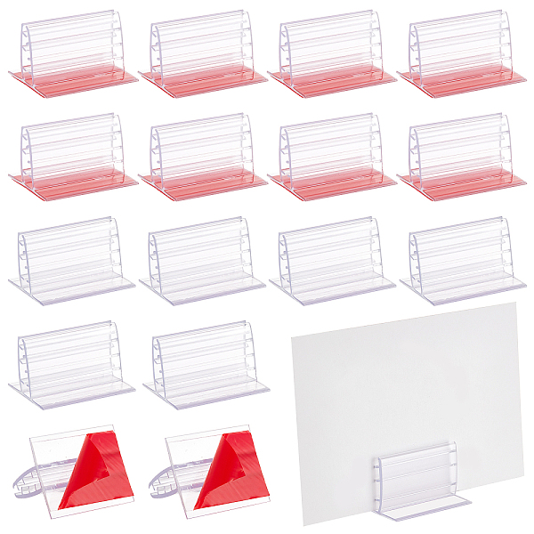 PandaHall 20 Pcs Plastic Sign Holder, Clear Sign Poster Menu Display Holder Business Card Holder Stand for Tables Hotel Conference...