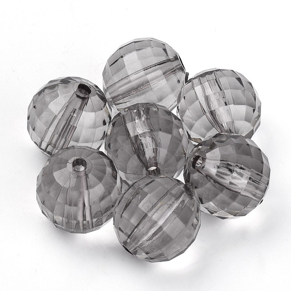 

PandaHall Transparent Acrylic Beads, Faceted, Round, Light Grey, 16x15.5mm, Hole: 2.7mm, about 206pcs/500g Acrylic Round