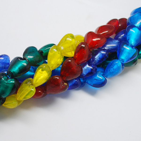 

PandaHall Handmade Silver Foil Glass Beads, Heart, Mixed Color, 20x20x13mm, Hole: 2mm Silver Foil Heart Multicolor