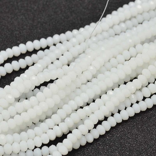 

PandaHall Faceted Rondelle Glass Beads Strands, White, 3.5x2.5~3mm, Hole: 0.8mm, about 125~128pcs/strand, 13.7~14.1 inch(35~36cm) Glass...
