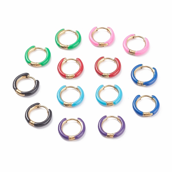 Двухцветные массивные серьги-кольца из нержавеющей стали 304 цвета с эмалью для женщин