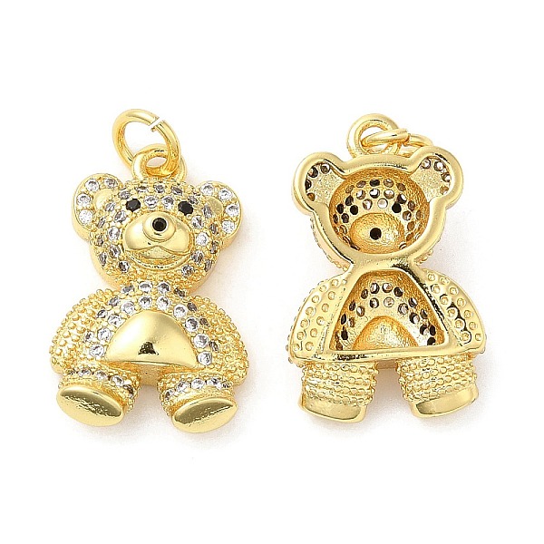

PandaHall Brass Micro Pave Cubic Zirconia Pendants, Lead Free & Cadmium Free, Bear Charms, with Jump Rings, Real 18K Gold Plated, 20x13x6mm..., Clear