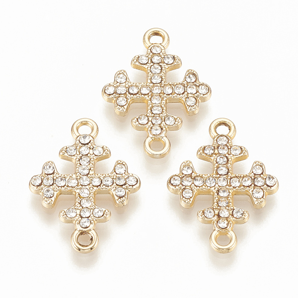 

PandaHall Alloy Rhinestone Links connectors, Cross, Light Gold, 22x16x2.5mm, Hole: 1.6mm Alloy+Rhinestone Cross Clear