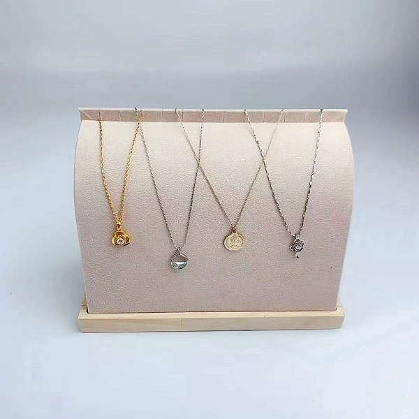 

PandaHall Wood Covered with Velvet Necklace Display Stands, Curve Necklace Organizer Holder, Linen, 20.9x9x15.5cm Velvet Brown