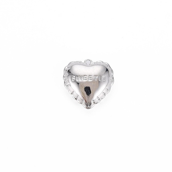 

PandaHall Brass Charms, Nickel Free, Hollow Back, for Valentine's Day, Heart with Word SWEETIE, Real Platinum Plated, 12x11.5x4.5mm, Hole...