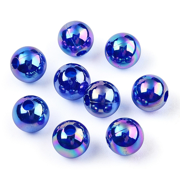 

PandaHall Transparent Acrylic Beads, AB Colors Plated, Round, Dark Blue, 6mm, Hole: 1.8mm, about 4800pcs/500g Acrylic Round