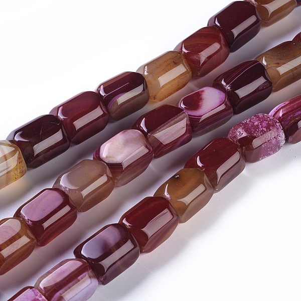 

PandaHall Natural Agate Beads Strands, Dyed & Heated, Column, Old Rose, 20x15mm, Hole: 1.2mm, about 19pcs/strand, 14.76 inch(37.5cm) Banded..., Purple
